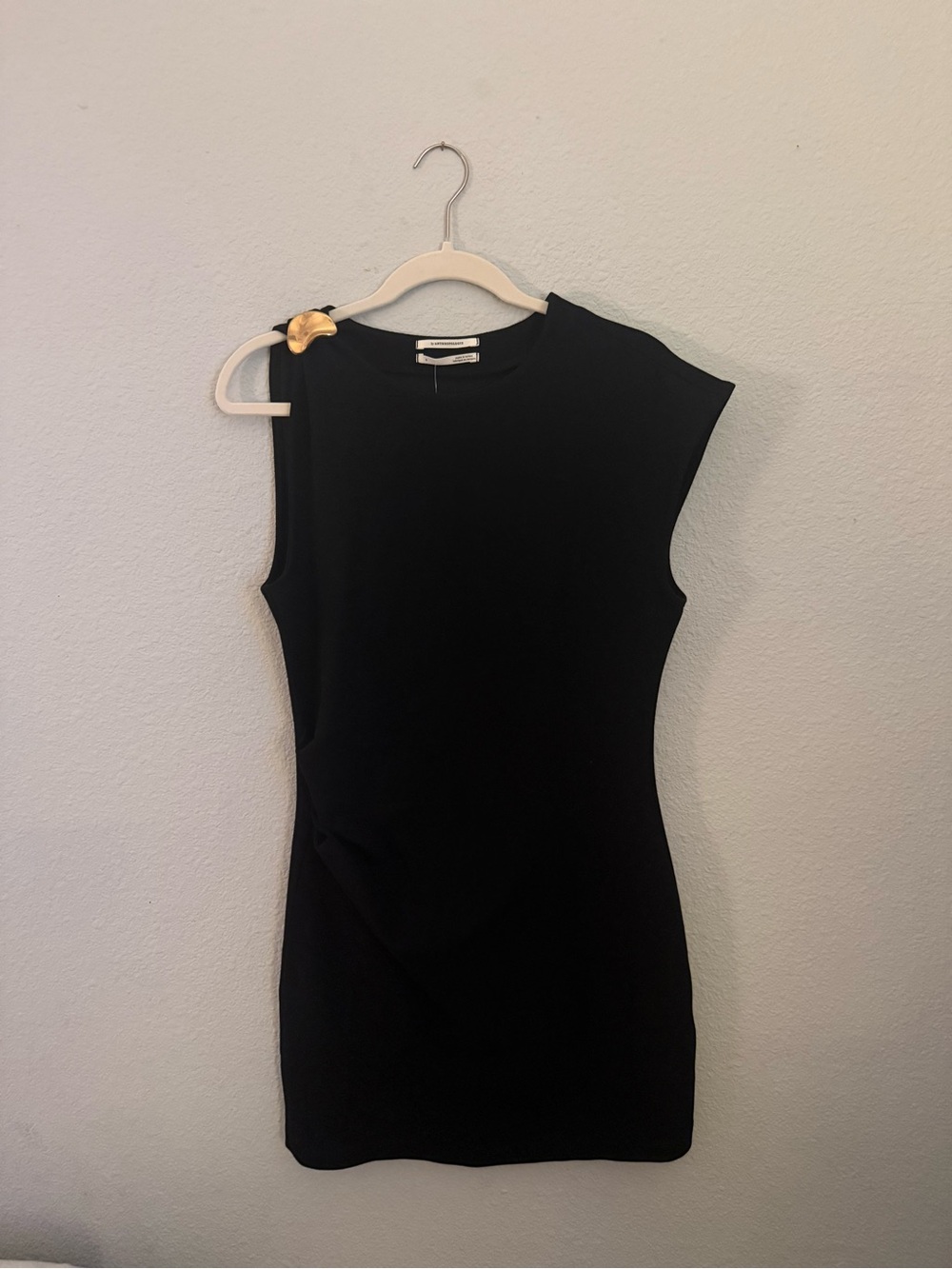 Anthropologie Black Cap-Sleeve Mini Dress